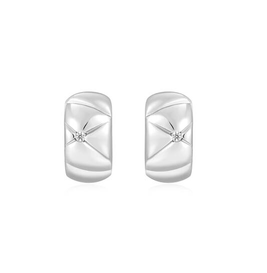  Heart Hunter - Ohrringe mit Clipverschluss - Silber / Rhodiniert - Zirkonia - 1cm